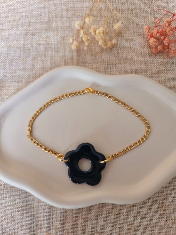 Bracelet grande fleur noire – Image 2