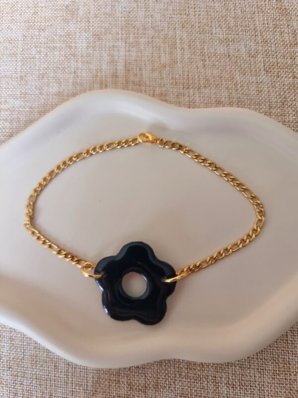 Bracelet grande fleur noire – Image 3